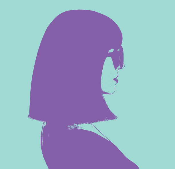 一个聪明的剪影肖像，时尚的女人图片下载