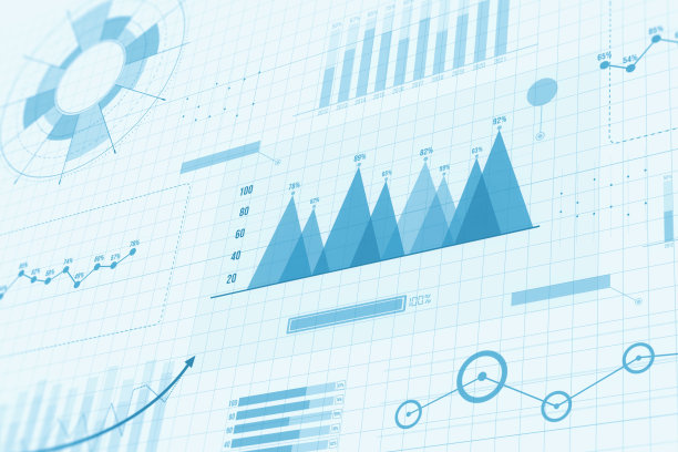 全息屏幕上的销售数据和经济增长图表。商业战略与数字数据、商业技术、数字营销。商业财务hud背景。图片下载