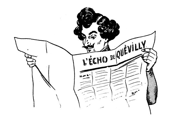 古董插图:阅读报纸图片下载