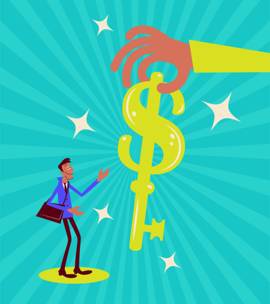 大手递给商人一个带有美元符号的钱钥匙（成功商业的关键）图片下载