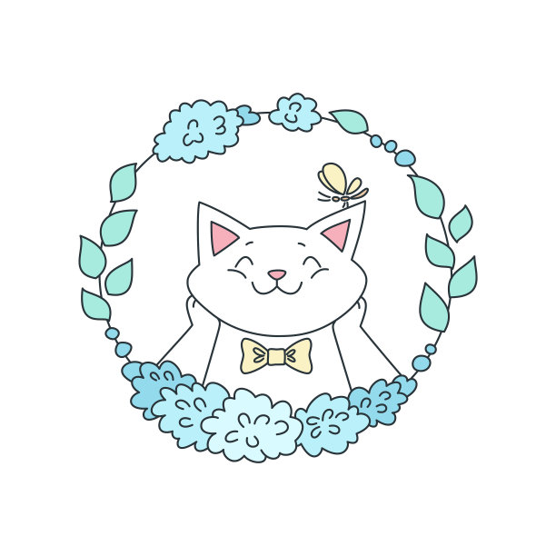 带花环的可爱猫图片下载