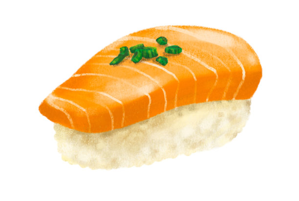 手绘日本料理寿司三文鱼生鱼片握寿司图片下载