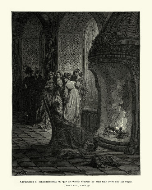 老监护人在火炉前睡着了，中世纪的浪漫故事图片下载