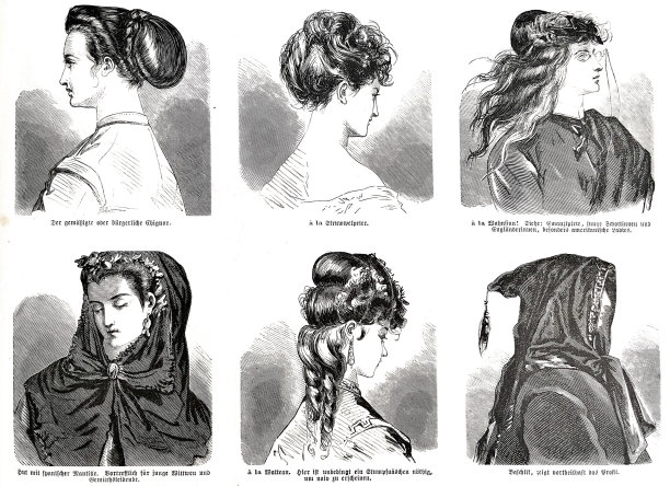 现代女性发型，6个插图图片下载