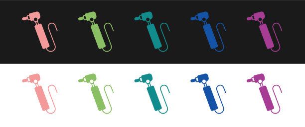 将牙钻图标隔离在黑色和白色上图片下载