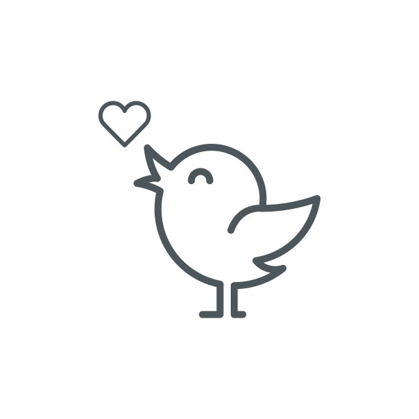 爱心概念：带心形图标的鸟图片下载