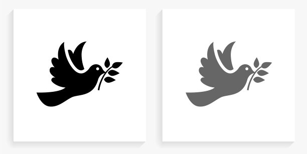 鸽子黑白方形图标图片下载