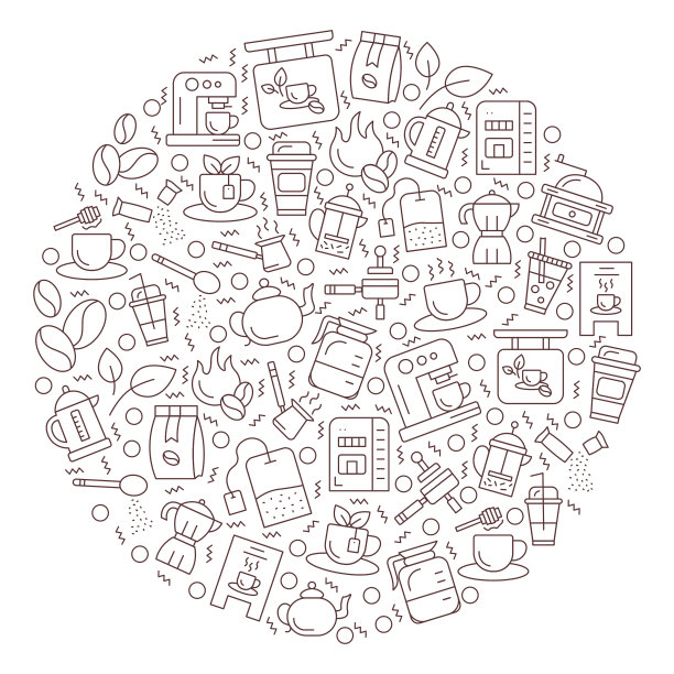 咖啡店系列图标设置。图片下载