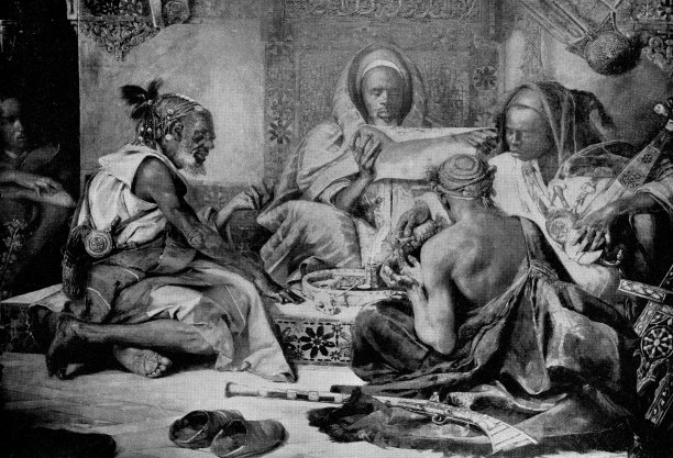 吉拉·托奈的《在丹吉尔会见朋友》——19世纪图片下载