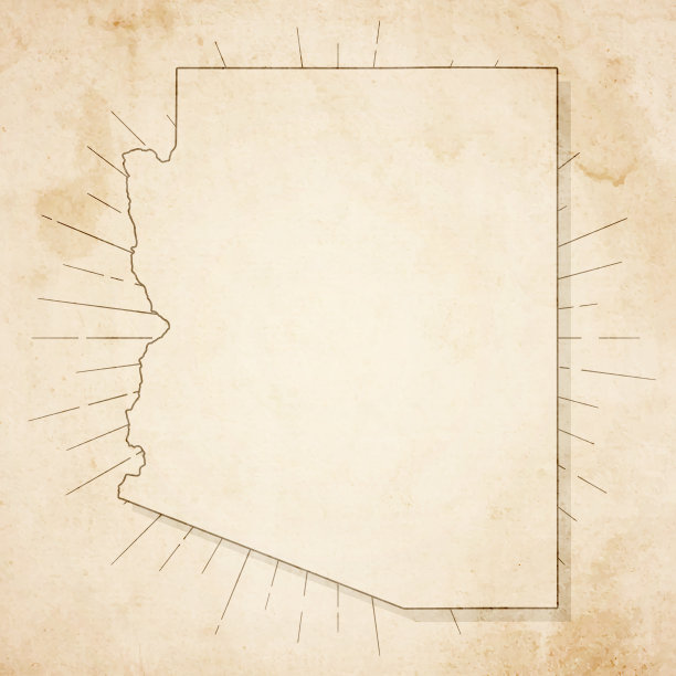 亚利桑那州地图复古风格-旧纹理纸图片下载