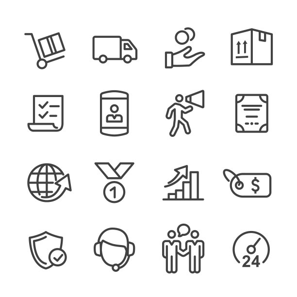 商业和销售图标集-线系列图片下载