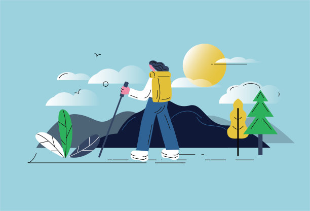 女性登山、徒步、户外运动、健康生活方式。图片下载