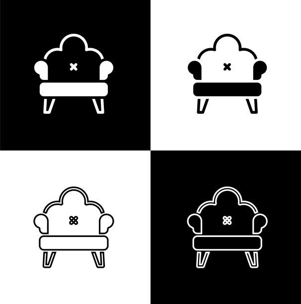 将沙发图标隔离在黑白上图片下载