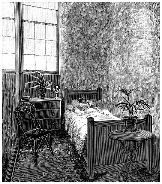 古董插图:精神科医院的女性病房图片下载