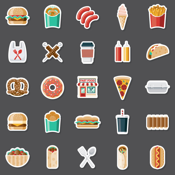 快餐贴纸套装图片下载