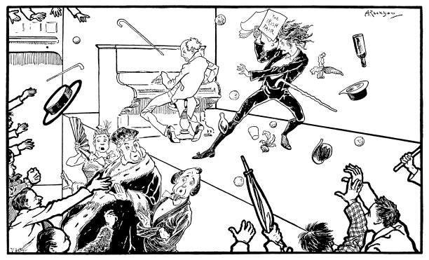 不领情的观众向舞台上的表演者扔水果和其他飞镖图片下载