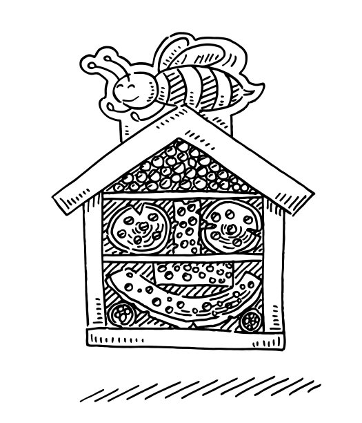 蜜蜂酒店符号画图片下载