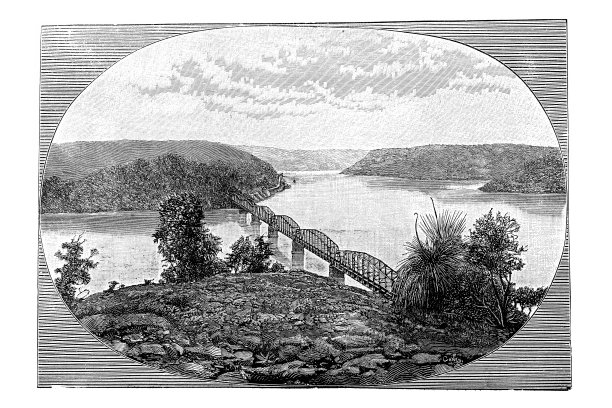 澳大利亚悉尼霍克斯伯里河铁路桥图片下载