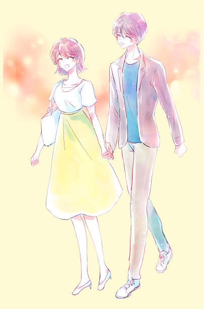 男人和女人约会的插图图片下载