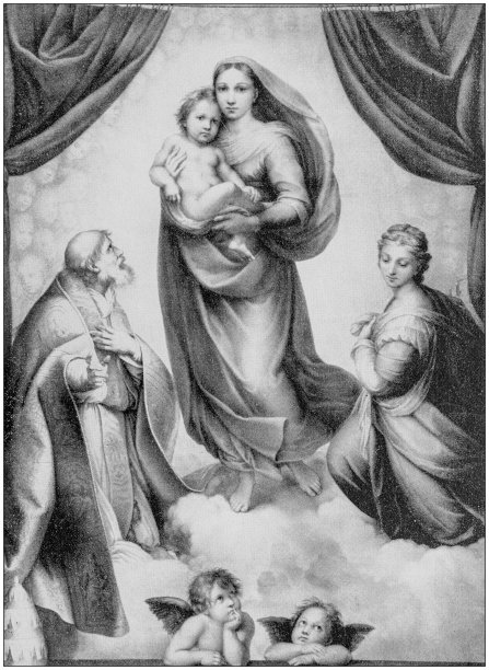 古代绘画照片：拉斐尔的《西斯廷圣母》图片下载