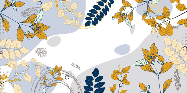创造性的涂鸦和叶艺术标题与不同的形状和纹理。拼贴背景，现代抽象背景，几何和叶子模板与线的小册子封面，横幅，海报，图片下载