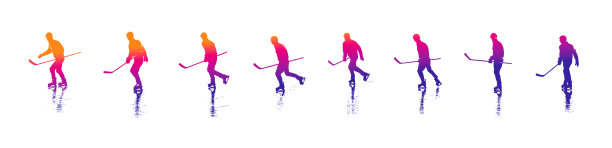 冰球运动员在结冰的池塘上滑冰的连续系列比赛图片下载