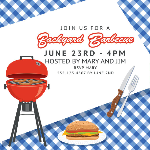 烧烤背景与格子桌布图片下载