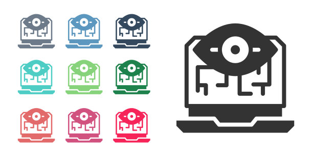 黑色电脑视觉图标孤立在白色上图片下载