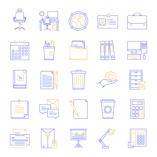 业务要素相关的颜色线图标设置图片下载