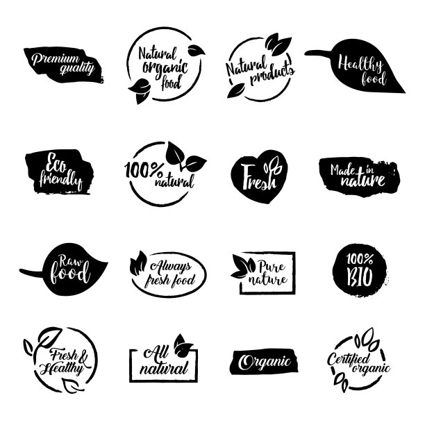 生物，生态，有机标志和图标，标签，标签和元素的集合。图片下载