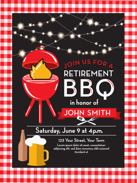 烧烤退休派对邀请设计模板图片下载