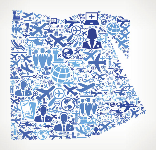 埃及航空和航空飞机矢量图形图片下载