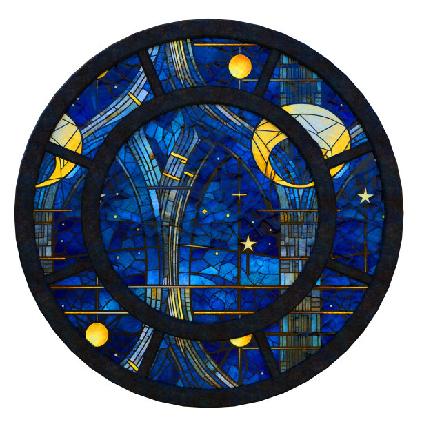 圆形彩色玻璃窗隔离在白色，3d渲染。图片下载