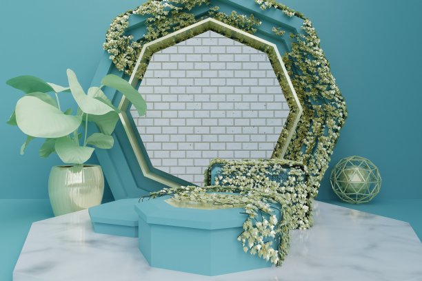 天然讲台，3D渲染，供展览、产品展示、休闲、健康之用。图片下载