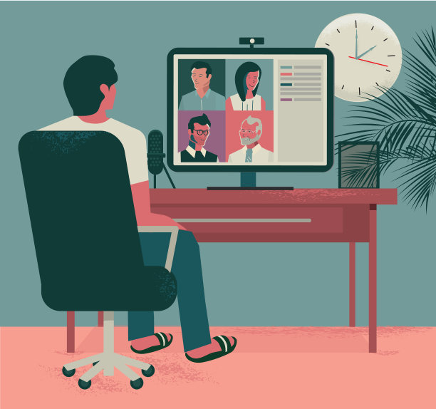 工作在家在线视频会议或会议概念图片下载