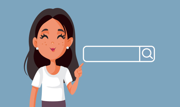 微笑的女人指着搜索吧卡通图片下载