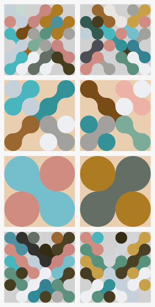 彩色波浪连续斑点图案收集设计图片下载