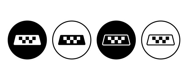 出租车矢量图标集。出租车顶灯标志图片下载