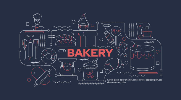 面包店的生活概念。设计可以编辑，颜色也可以改变。网页设计、手机、海报、书籍、杂志等。简单时尚的设计，可以用在很多领域。图片下载