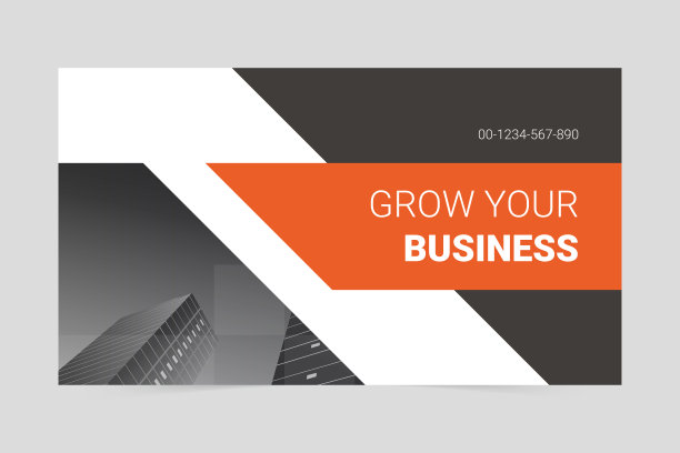黑色和橙色简单增长您的企业社交媒体封面模板图片下载
