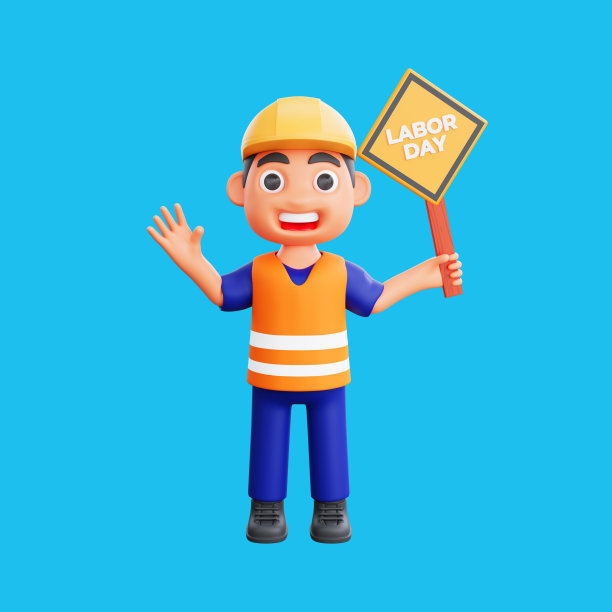 3d渲染可爱的建筑工人活动图片下载