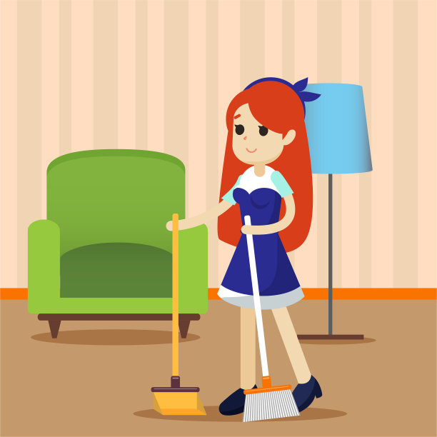 清洁地毯插图背景。家庭服务说明图片下载