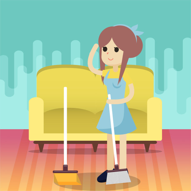 清洁地毯插图背景。家庭服务说明图片下载