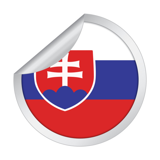 斯洛伐克旗帜贴纸图标，带剥离角，隔离在白色背景上图片下载