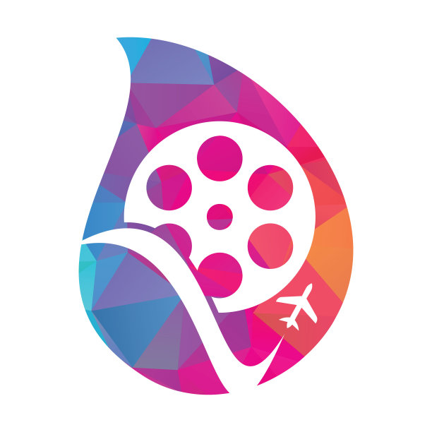 旅游电影滴形状概念标志设计矢量图标。图片下载