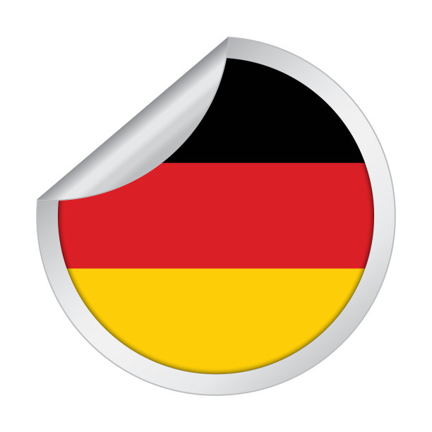 白色背景上带有剥离角的德国贴纸旗帜图标图片下载