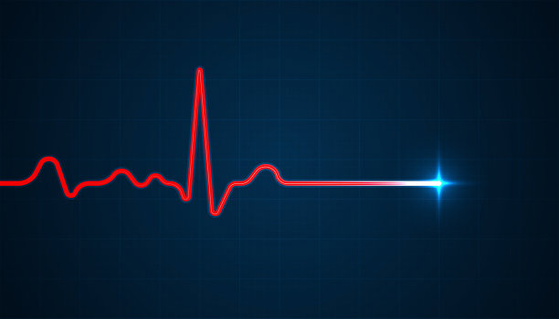 心脏跳动脉搏心电图节奏在蓝色的背景图片下载