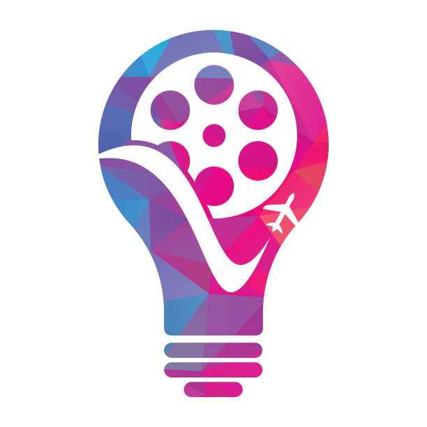 旅游电影灯泡形状概念标志设计矢量图标。图片下载