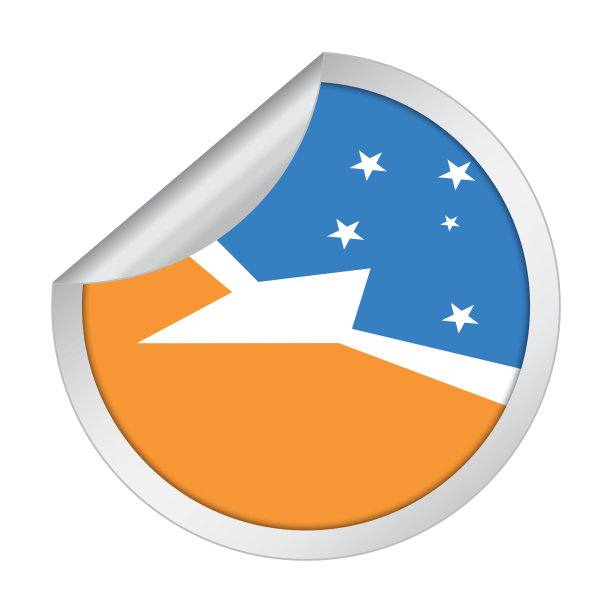 阿根廷南极洲旗帜贴纸图标，带剥离角，白色背景隔离图片下载