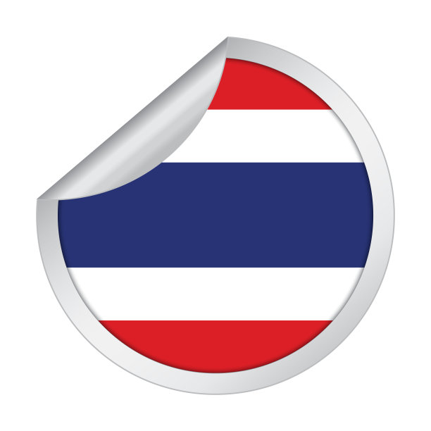 白色背景上带有剥离角的泰国贴纸旗帜图标图片下载